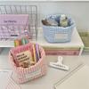 Fresh Plaid Stripe Grid Fabric Storage Basket Household Washable Decorative Bins Ins Stackable Miscellaneous Desk Storage Basket
