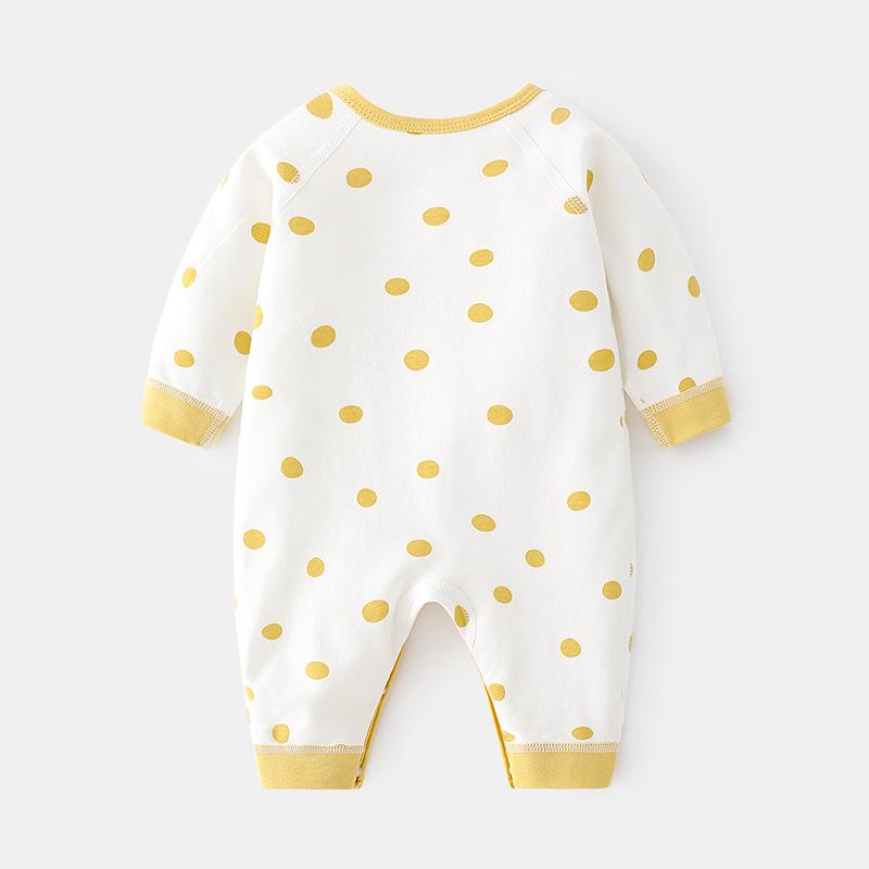 Polka Dot Pure Cotton Velcro Baby Romper - Spring/Autumn Newborn Bodysuit
