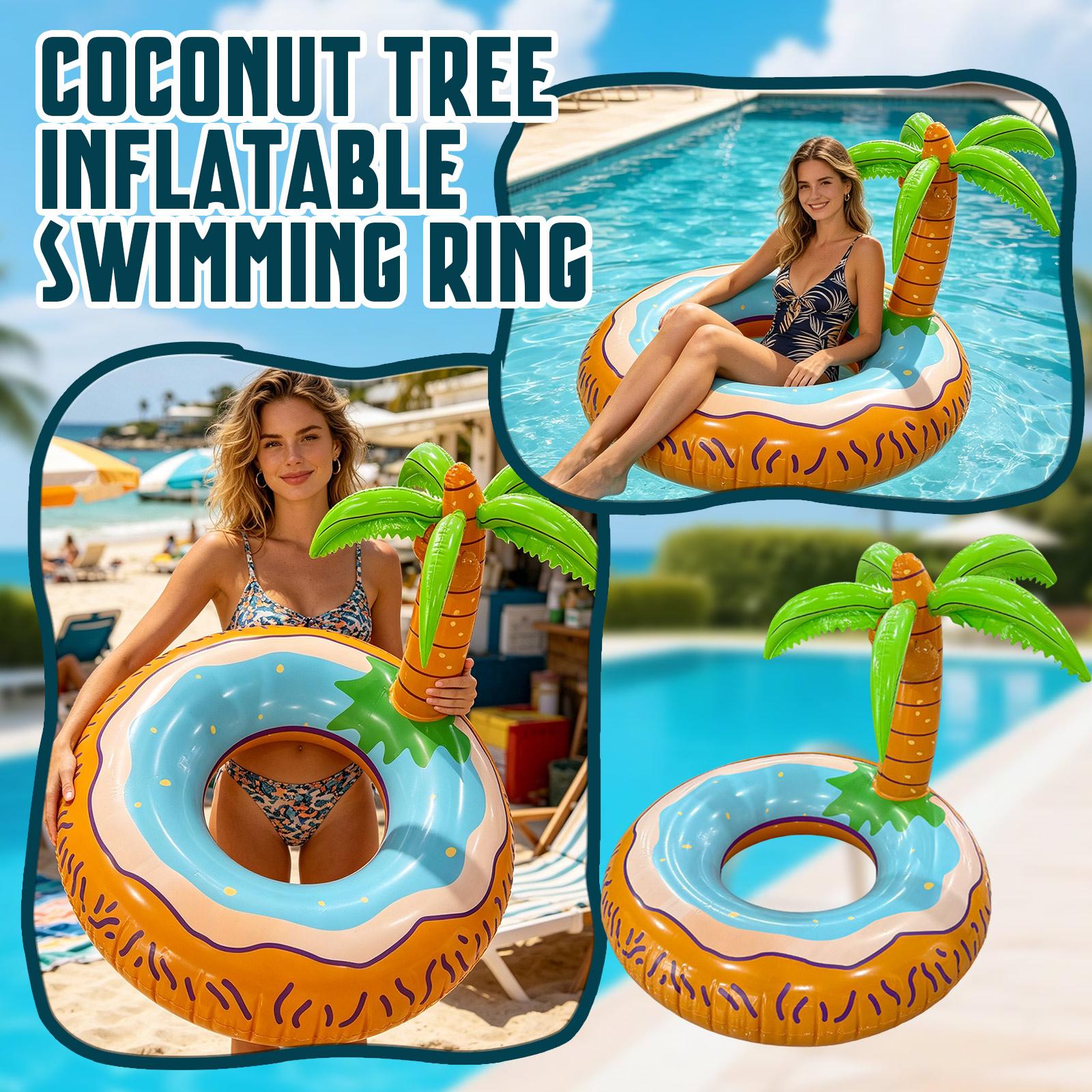 

Inflatable Swimming Pool Float Ring with Palm Tree Design Durable PVC Material Suitable for Adults and Kids Summer Water Toy One Size