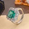 New Exquisite Fashion  Sterling Silver Emerald Zircon Rings for Ladies Wedding Engagement Rings Green Square CZ  Gifts