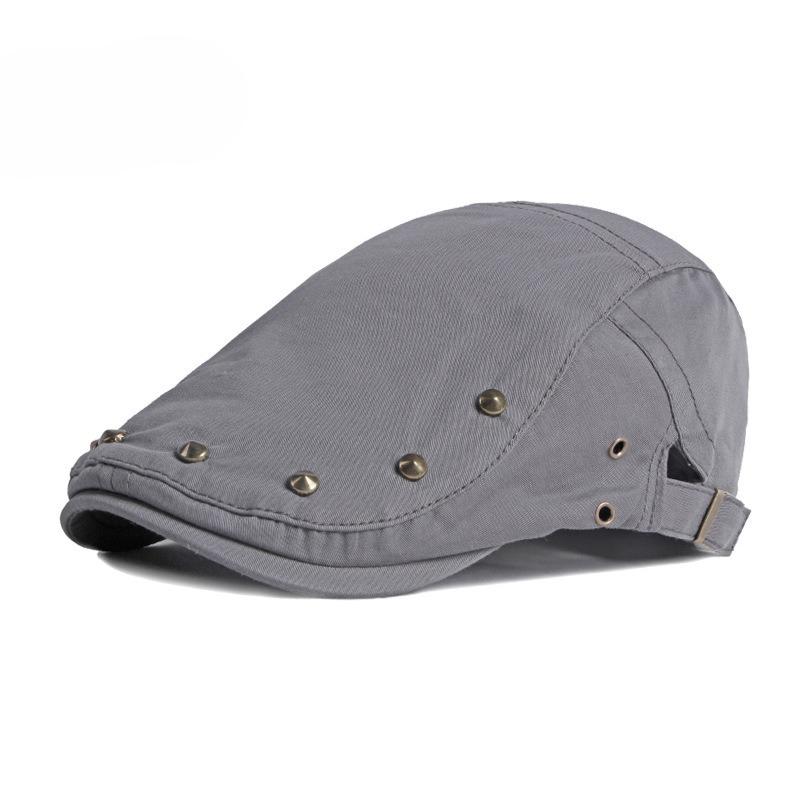 British Retro Rivet Beret Hat for Men Women Thin Breathable Flat Cap Hip-hop Newsboy Cap Adjustable Streetwear Duckbill Hat