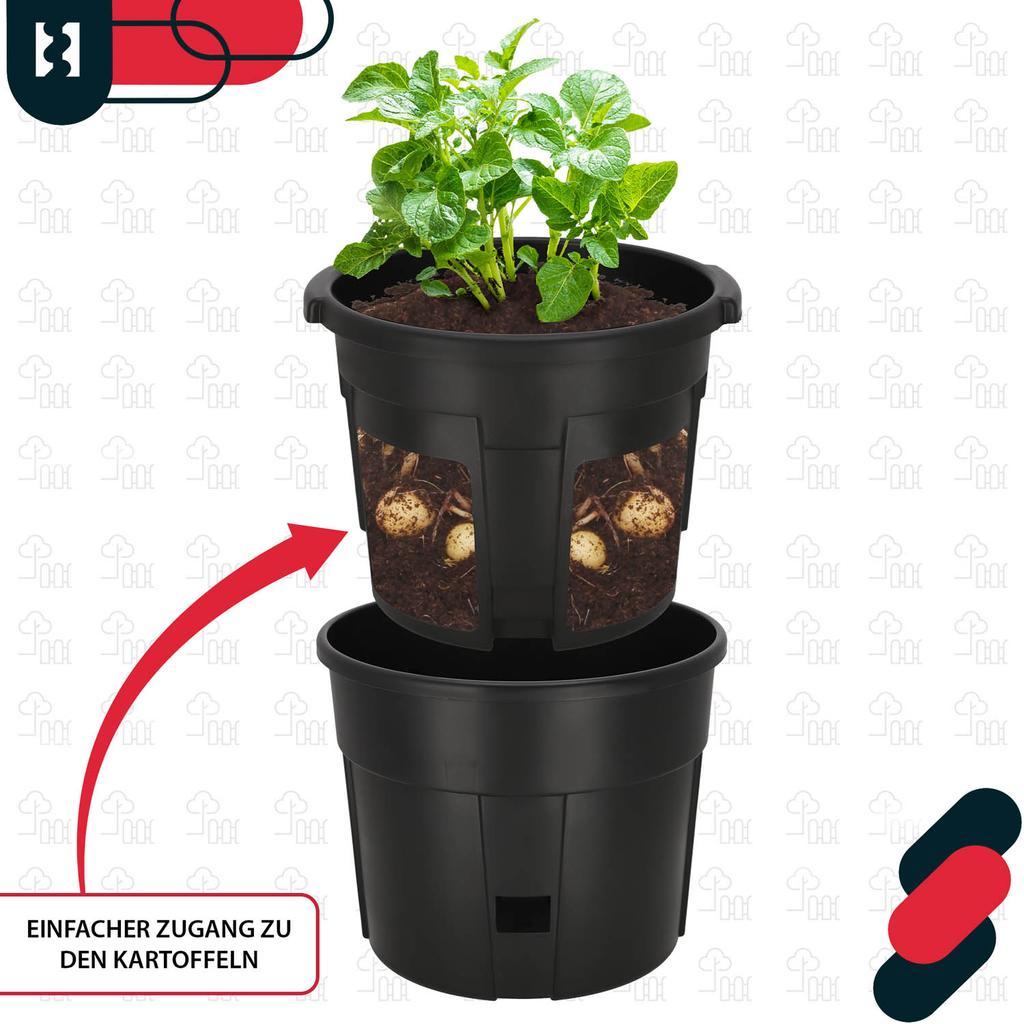 Pot for growing potatoes on the balcony, black, 29.5 cm, set of 3