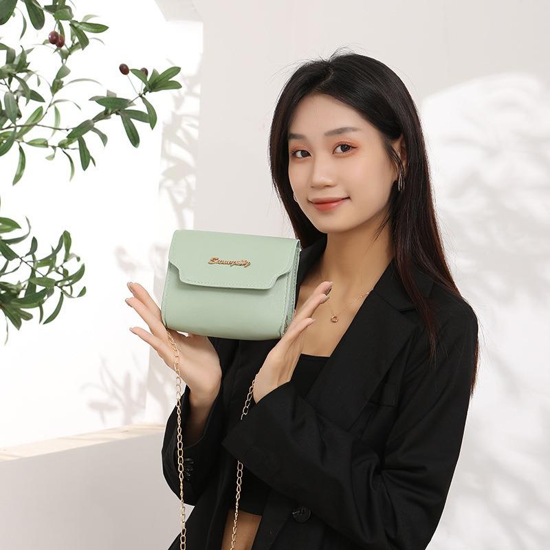 Women's bag new fashionable simple solid color chain shoulder small square bag small fresh messenger bag