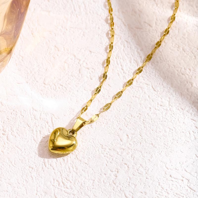 Colliers Bracelets Boucles d'Oreilles Cœur d'Amour en Acier Inoxydable Pour Femmes Nouveau Tendance Simple Imperméable Bijoux Cadeau
