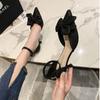 2026 New Summer fashion buckle Women's Shoes Comfortable pointed thin heel Sandals Sexy Baotou Casual bow hollow high heels