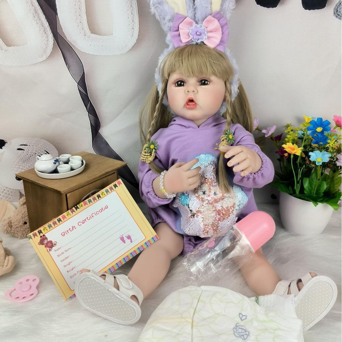 

Имитация куклы Мягкая резиновая кукла-перерождение девочка игрушка принцесса подарок наряд дети 55 см 55cm фиолетовый