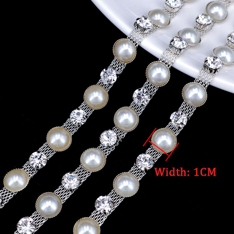 10Yards Rhinestone Chain Crystal Diamond Rhinestone Interval Pearl Chain Clothing Accessories DIY Wedding Party Decoration Gift