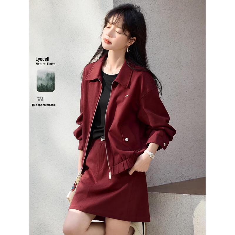Mohan Yimei Women s Retro Casual Coat & Skirt Set M