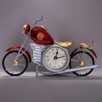 New Vintage Royal Bullet Motor Bike with Antique Clock | Rustic Iron Metal Decor Showpiece for Study Table, Desk, Office,