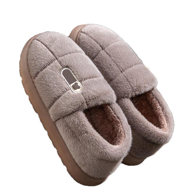 Heel cotton slippers 2025 new large size cotton shoes indoor home warm thick-soled non-slip slippers winter
