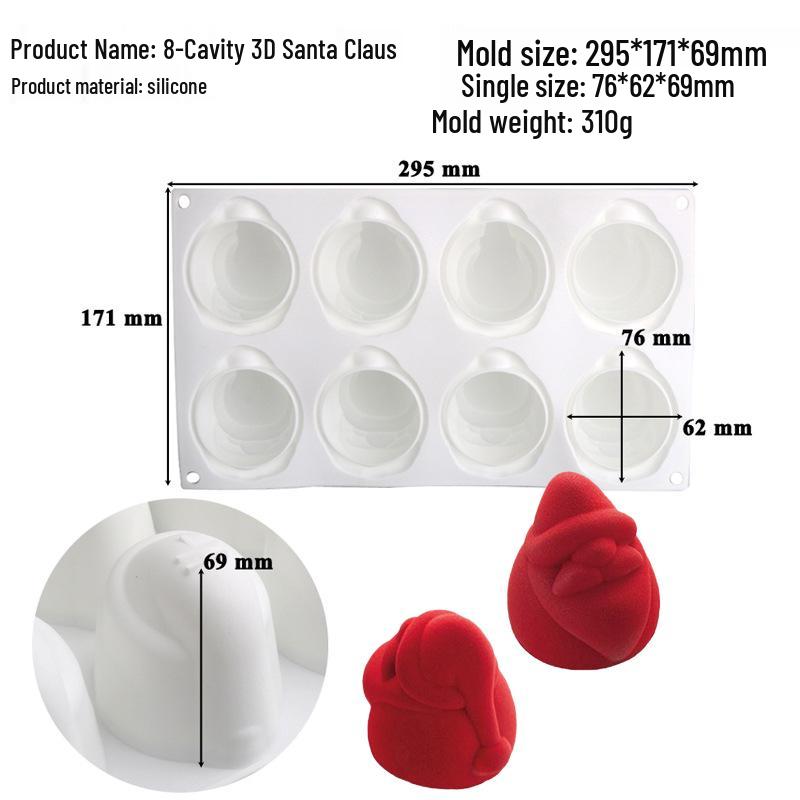 Shenhong Christmas Silicone Mold: 6-Cavity Tree & Santa Decorations for Mousse Cake and Chocolate Baking