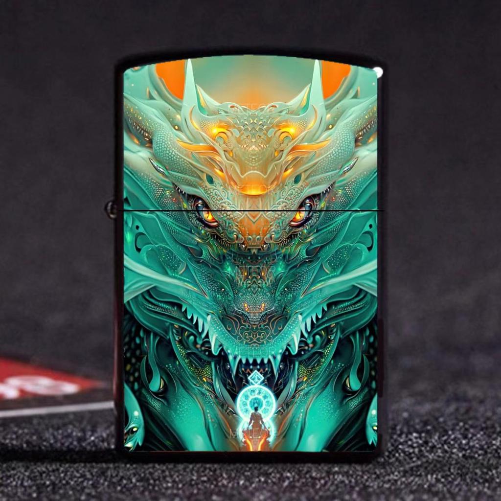 Azure Dragon, White Tiger, Vermilion Bird & Black Tortoise Kerosene Lighter – Creative Design for Douyin
