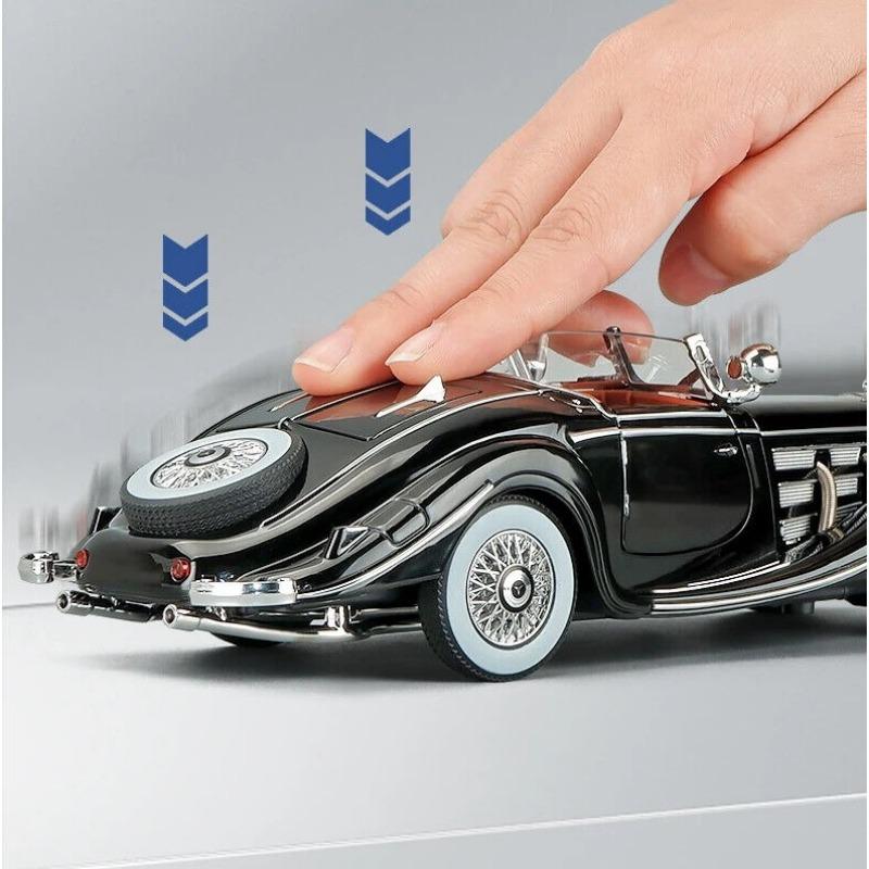 1/24 Mercedes Benz 1936 500K Classic Vintage Alloy Diecast Car Model Sound Car