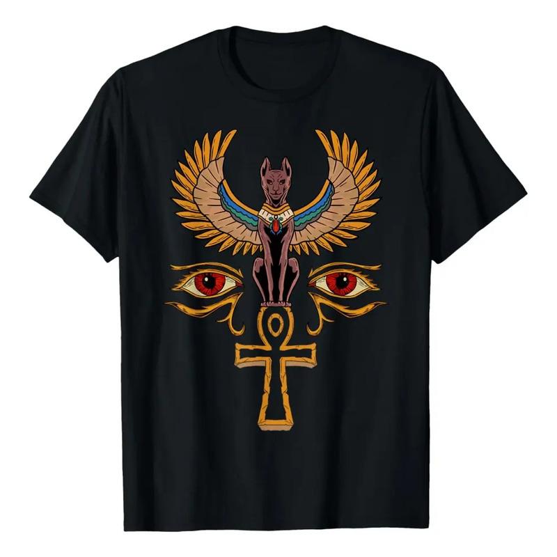 Gato Egipcio Horus Ra Eye Diosa Bastet Sphinx Ankh Egipto T S разноцветный