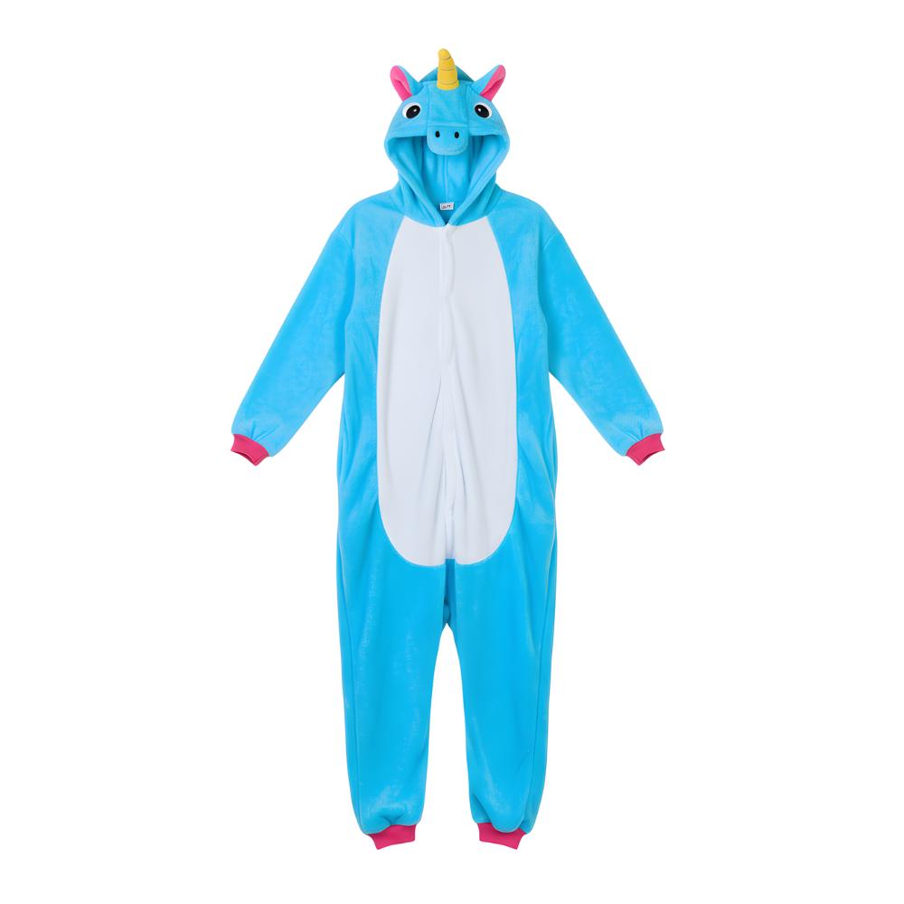 Onesie Kigurumi Pajamas Costume Blue Unicorn Children 135 - 145Cm