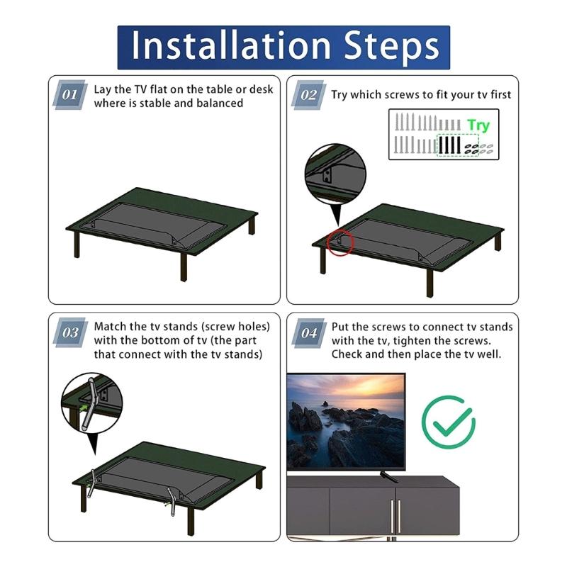 1Set Television Mount Stand TV09 Wide Compatibility Easily Assembly, Customizable Viewing Television Holder Screws Set