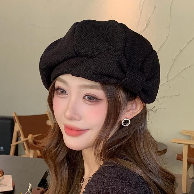 

Класичні теплі берети у французькому стилі Одноколірні великі в’язані берети Елегантна кепка-маляр Еластичні капелюхи Tam для жінок осінь і зима ONE SIZE чорний