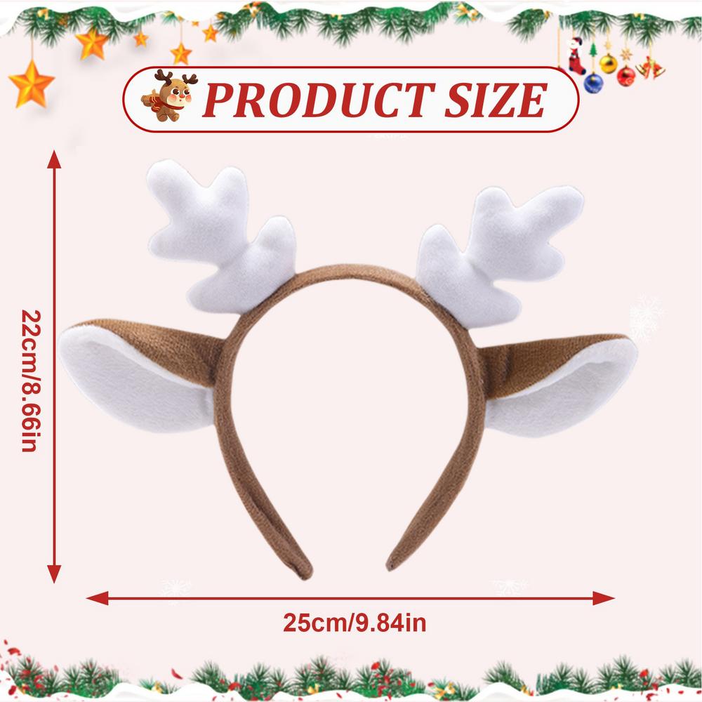 Plush Antler Headband Animal Ears Headwear Adorable Antlers Headpiece Headdress For Halloween Cosplay Costume Accessories