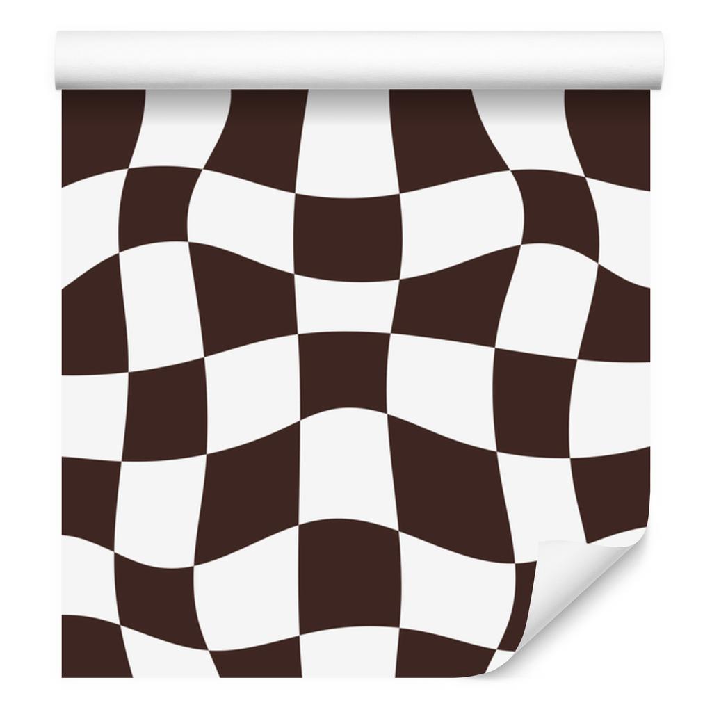 Casual Checkerboard Wallpaper In Burgundy and White for the Living Room and Bedroom 50x1000