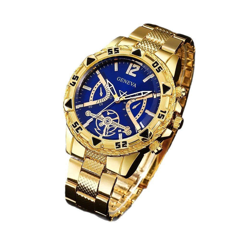 Men's Steel Belt Watch Men's Premium Sense Large Dial Business Watch Automatic Glass Quartz Watch