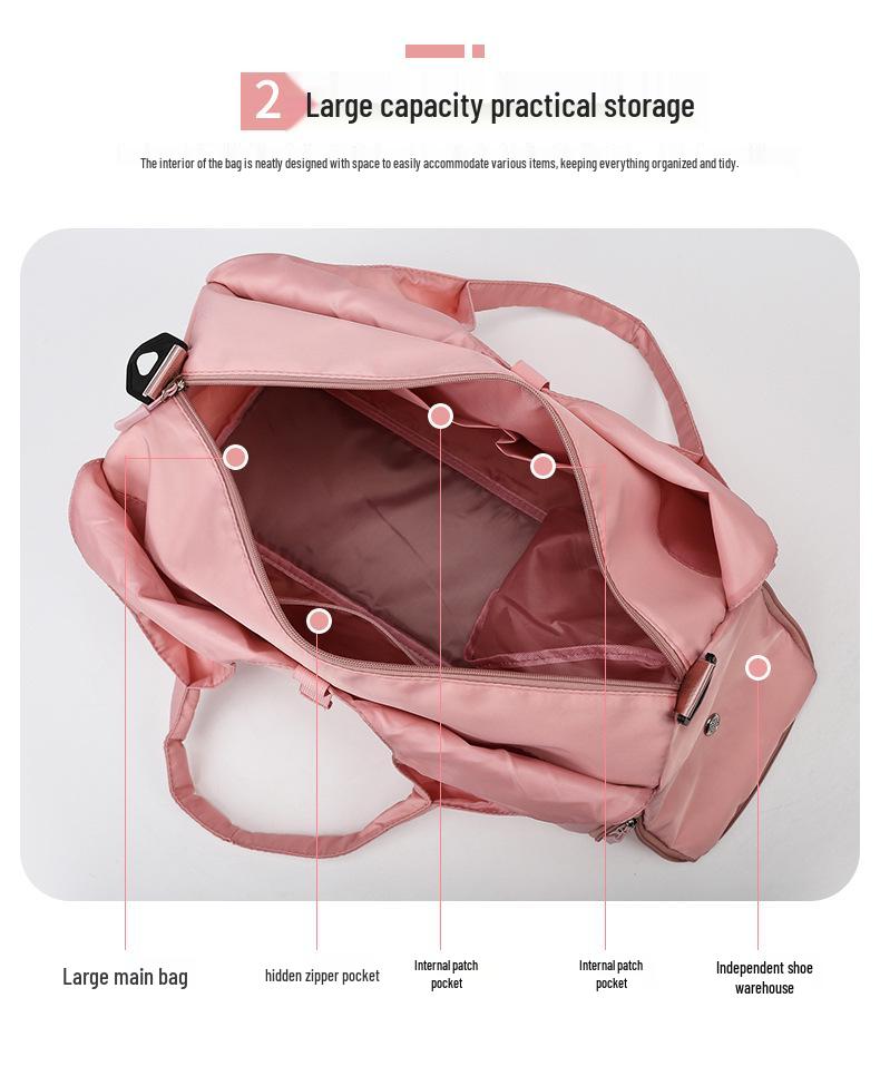 Large Capacity Women's Yoga Fitness Bag - Oxford Cloth Shoulder Bag with Shoe Compartment, Lightweight for Travel.