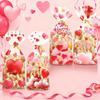 50Pcs Valentines Day Candy Bags Red Hearts Snacks Bags With Gold Ties Valentines Party Bags Happy Valentine’s Day Print Bags Wedding