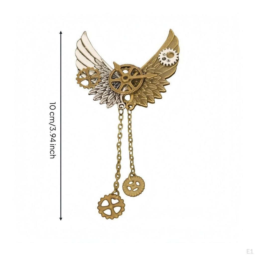 Steampunk Wing Brooch TwoColor Mechanical Gear AntiqueInfluenced