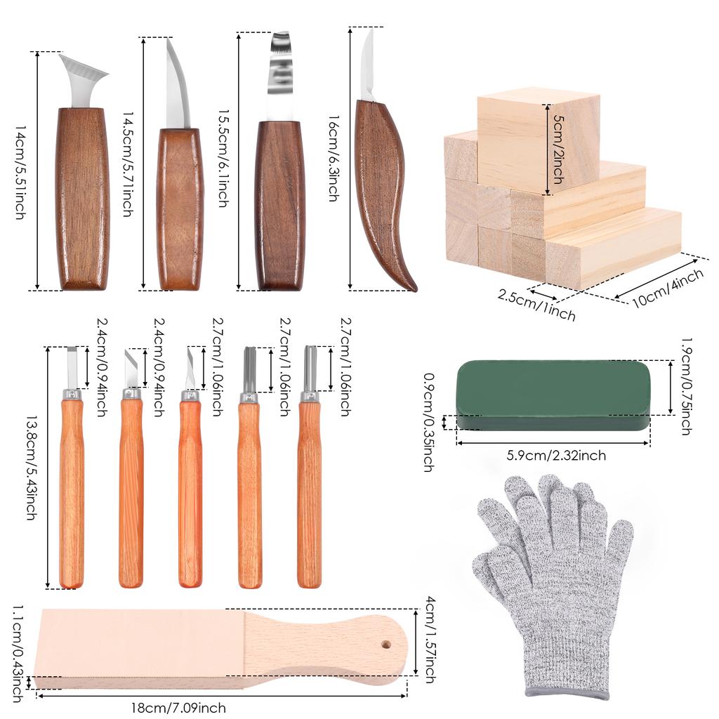 22/10Pcs Wood Carving Kit Woodworking Carving Knives Tool Whittling Cutter Gouges for Carpenter DIY Craft Beginner Enthusiastic