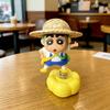 Rotatable Straw Hat Crayon Shin-Chan Car Dashboard Ornaments Auto Interior Console Decor Figurines Desktop Decoration Mini Model