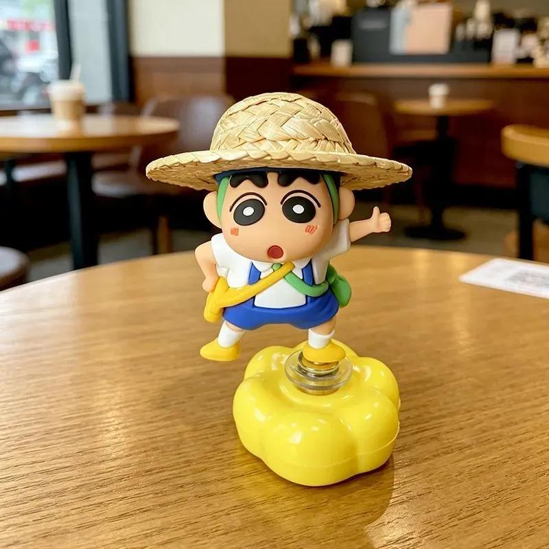 Rotatable Straw Hat Crayon Shin-Chan Car Dashboard Ornaments Auto Interior Console Decor Figurines Desktop Decoration Mini Model