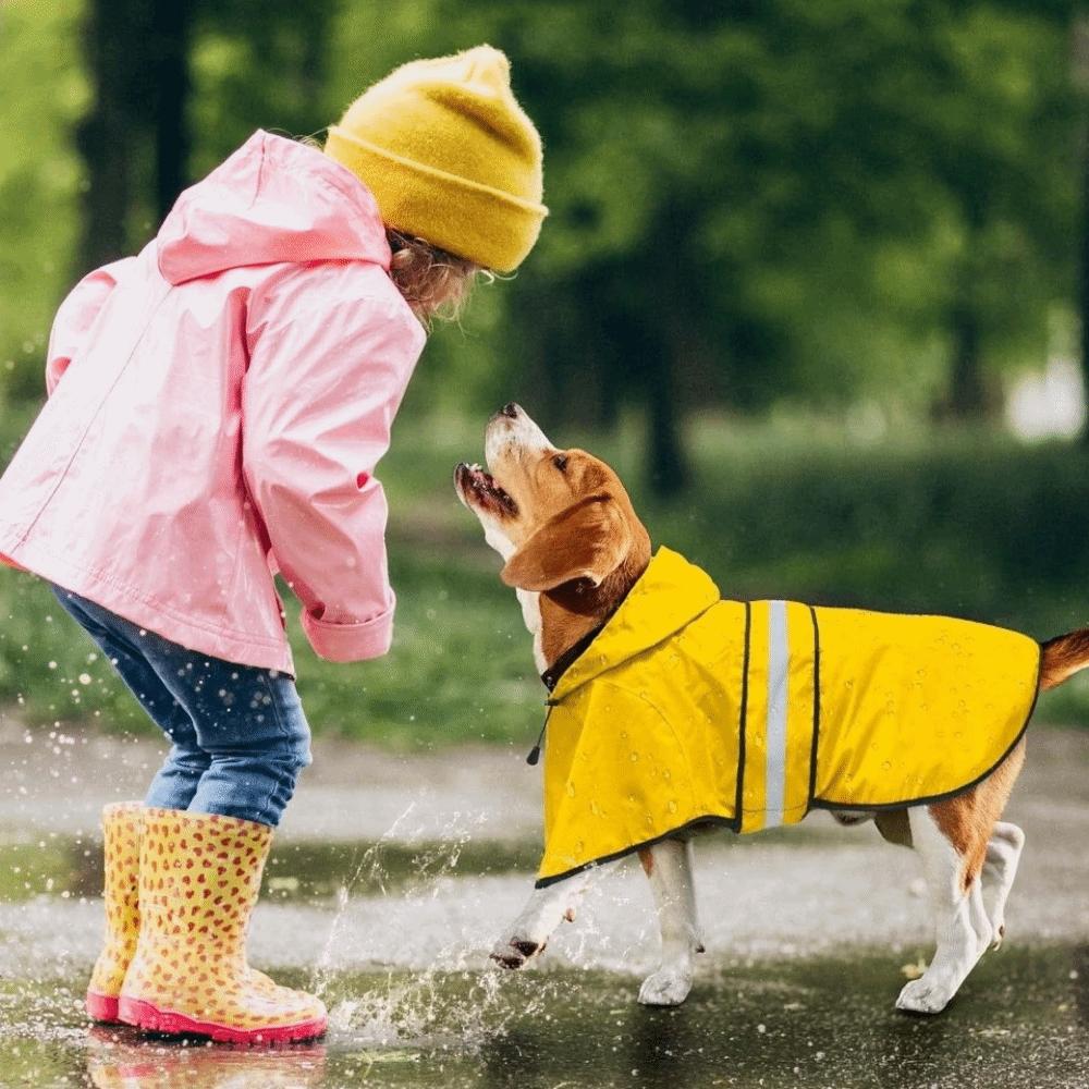 Reflective Strip Dog Rain Cloak High Visibility Pet Fluorescent Clothes Pet Rain Jacket  Bulldog