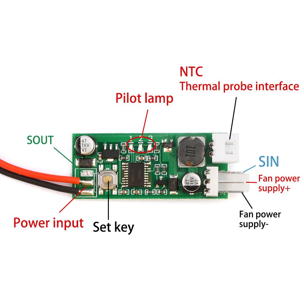 12V 0.8A DC PWM 2-3 Wire Fan Temperature Control Speed Controller Chassis Computer Noise Reduction Module NTC B 50K 3950