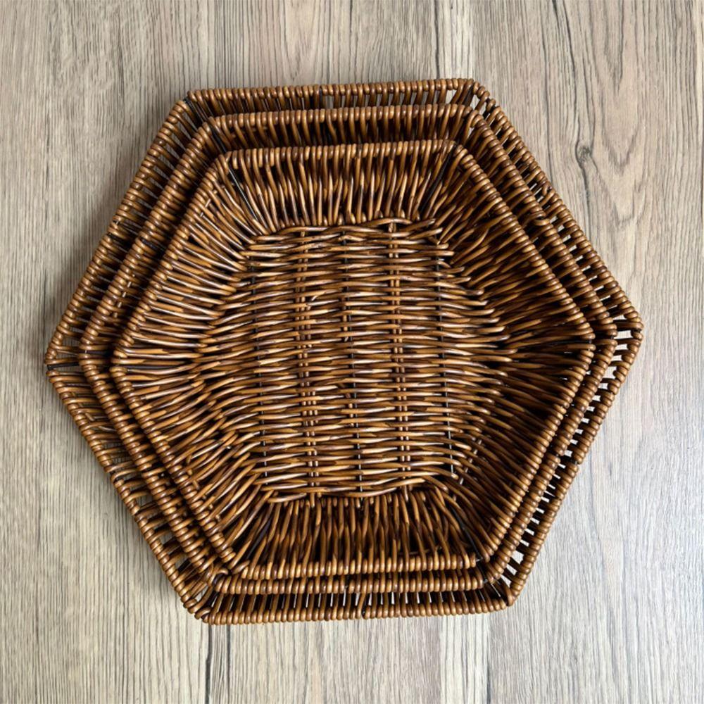 High Quality Woven Design Weaving Basket Coffee High Quality Fruit Basket Hexagon Display Basket Makeup Products and Jewelry