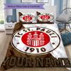 Benutzerdefinierter Name St. Pauli Muster Bettwäsche Steppdecke Set Steppdecke Bezug Kissenbezug Heimdekoration Geburtstagsgeschenk (1*Bettbezug+2*Kissenbezug ohne Füllung)