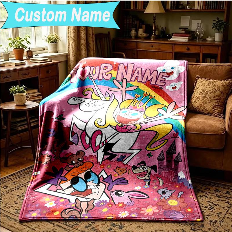 1PC Custom Name Blanket Dexter Power Adventure Flannel blankets Patterns Throw Blanket All-Season Soft Gift for Couch, Bed, Camping, Birthday gifts