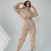 1 Set Sweatshirt Sweatpants Solid Color Elastic Waist Hooded Sportswear Autumn Winter Loose