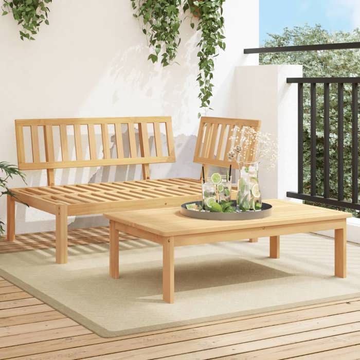VidaXL Salon de jardin palette 2 pcs bois massif d'acacia, ensemble de table et de chaise de jardin, ensemble de salon de 365853