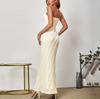 Knitted tube top dress, European and American sexy backless three-dimensional lace long fishtail dress