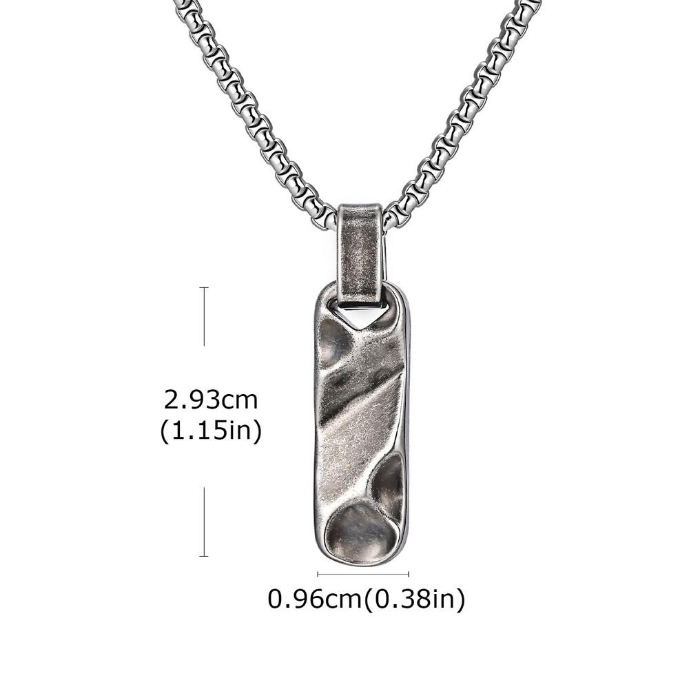 

Vnox Stainless Steel Geometric Pendant Necklace with Box Chain, Small Dog Tag Collar, Vintage Hammered Texture Gift for Men Boys 50cm