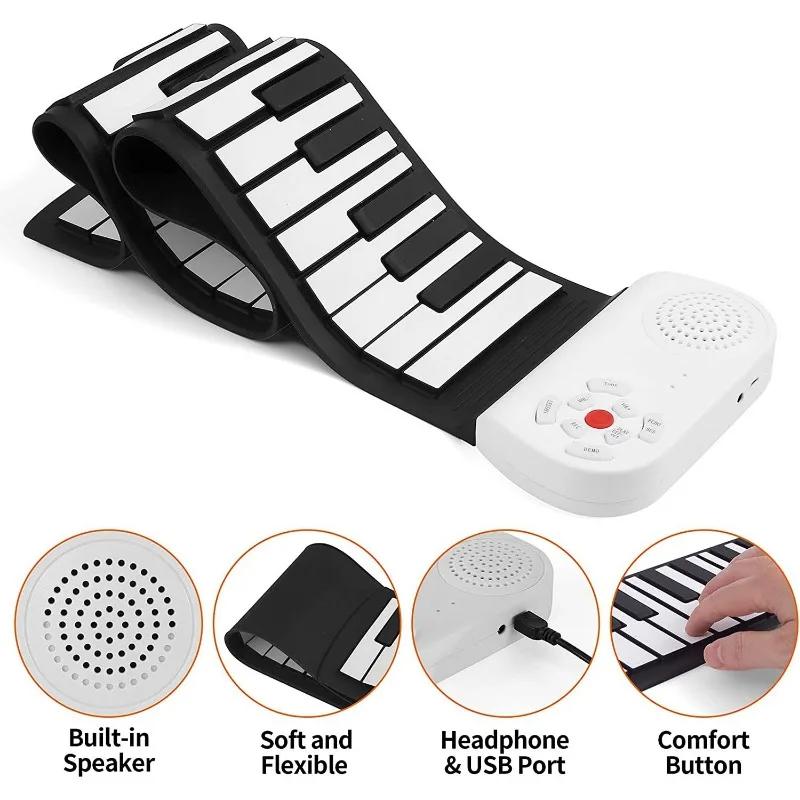 49 Keys Musical Keyboard Portable Silicon Hand Roll Up Piano Electronic Keyboard Organ for Children Music Lover