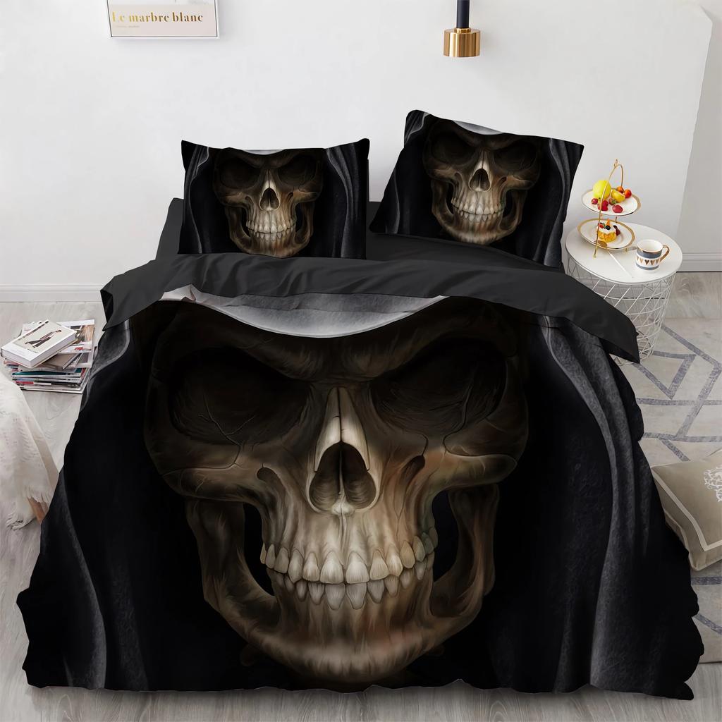 Comforter Black Hat Skull Bedding Set Queen Size Halloween S Modern Style Bedroom Bedding Set Comforter Pillow Shams
