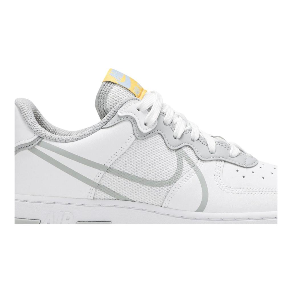 Nike Air Force 1 React 'Smoke Grey Gold' (Unisex) White / Light Smoke Grey / University Gold Skateboard Shoes CT1020 100