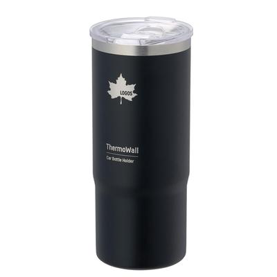 ThermoWall Vacuum Insulated Car Bottle Holder Black 81286001 Camping Mug Bottle Slim Design Lightweight Keeps Drinks Cold Hot Direct Drinking