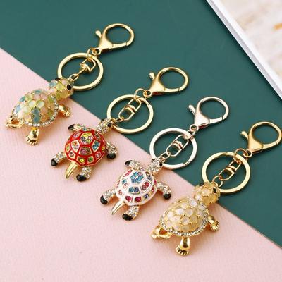 Colorful Turtle Keychain Rhinestone Hanging Pendant Fashion Key Ring Holder  Gift