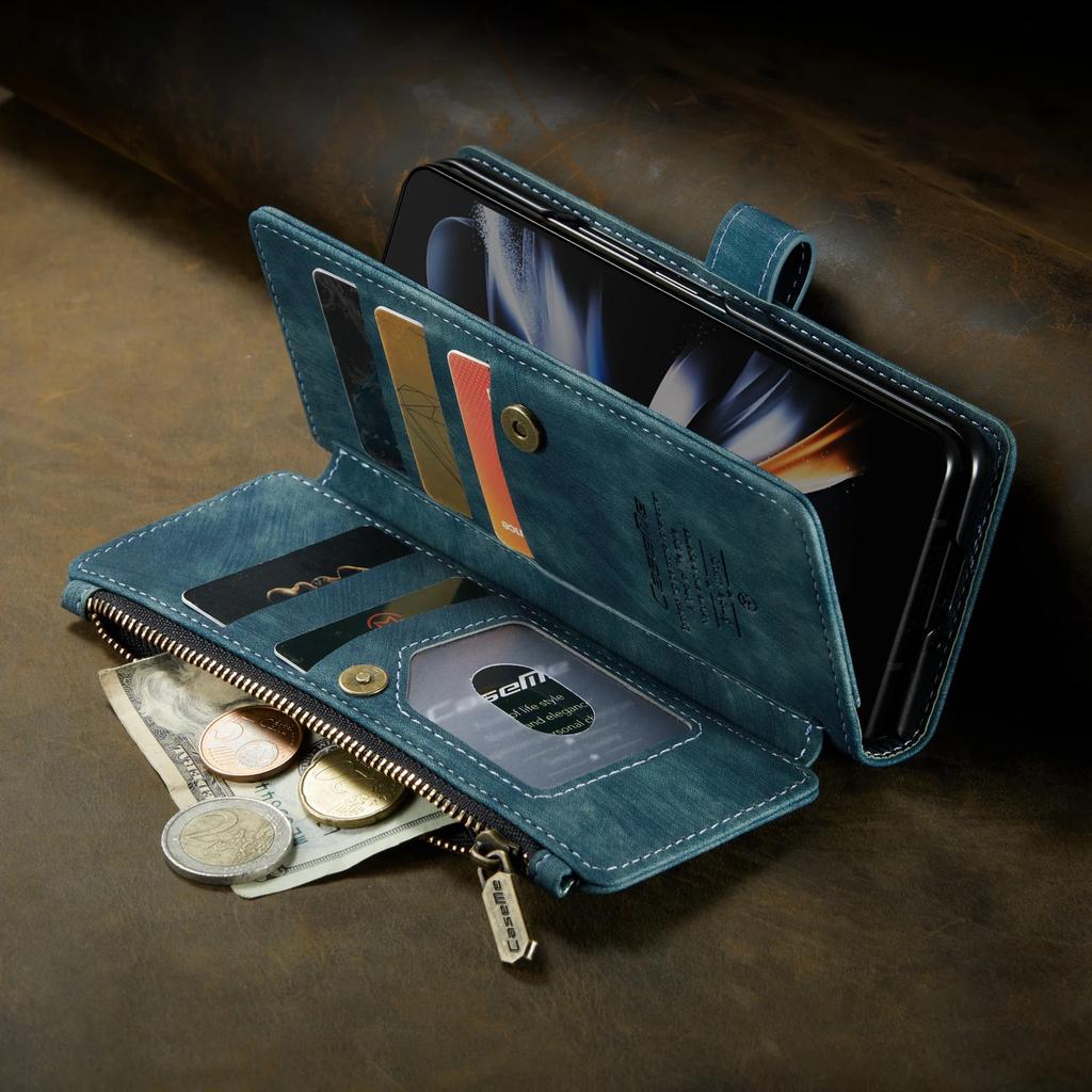 Zipper Wallet Leather Cards Solt Case For Samsung Galaxy Z Fold 5 4 5G Fold3 S23 S24 Ultra S22 Plus A14 A54 A55 A34 Book Cover