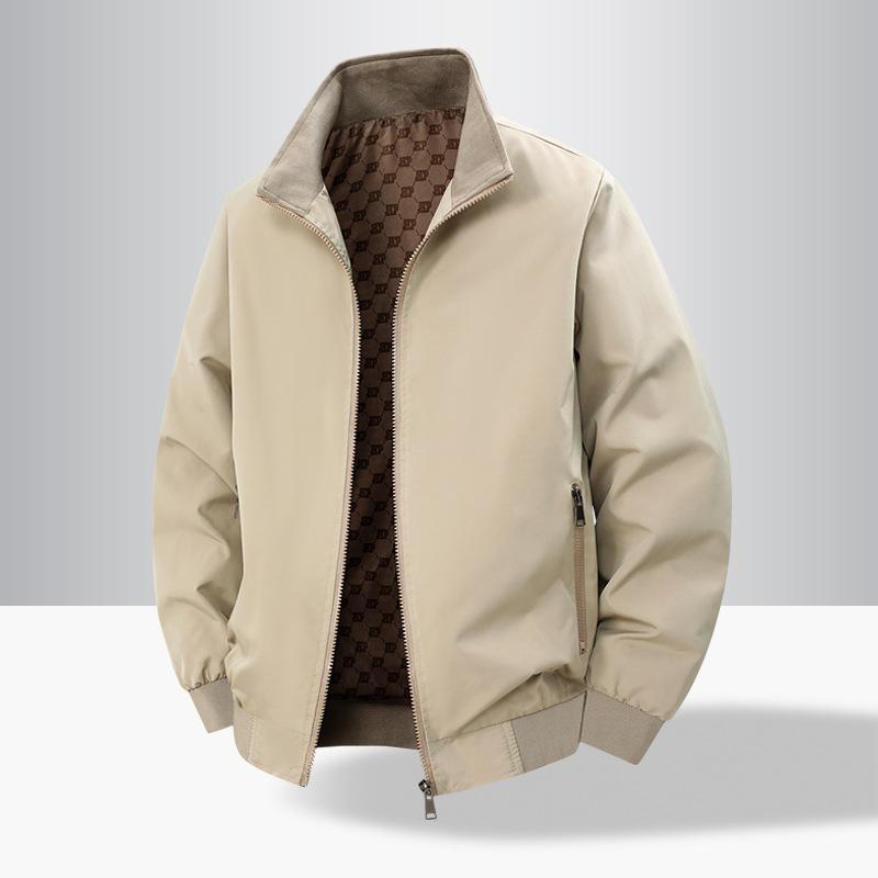 Men's Casual Light Business Jacket, Middle-aged and Elderly Standing Collar Jacket, Outdoor Plus Size Loose Jacket
