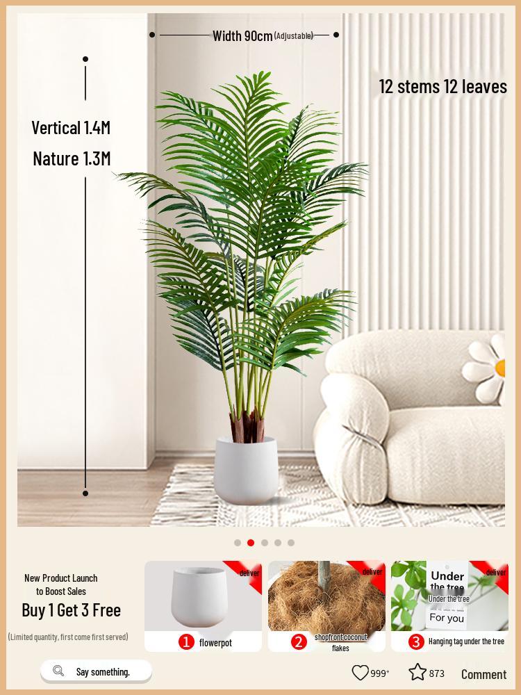 Bionic Green Sprenger's Fern Artificial Tree for Indoor Luxury Living Room Décor