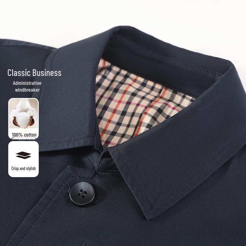 Men's Classic Business 100% Cotton Mid-Length Trench Coat