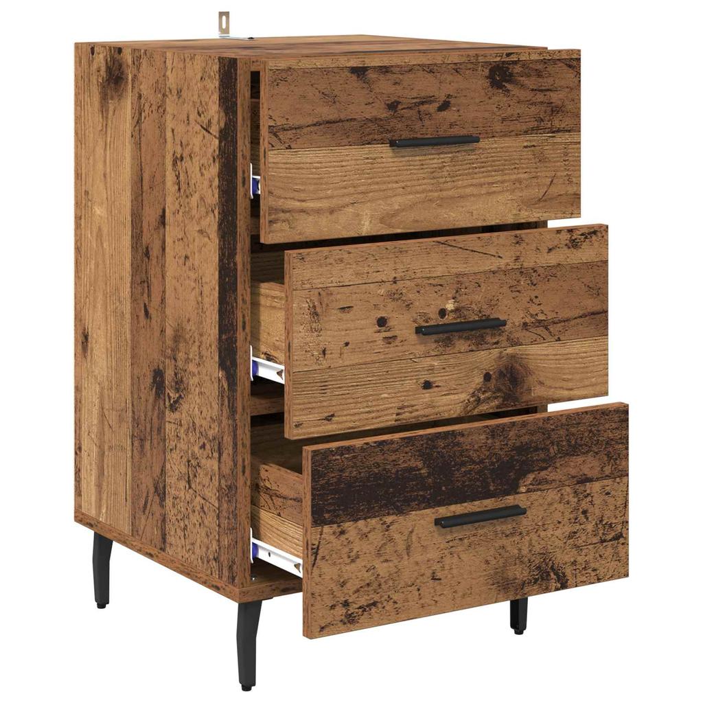 Nightstand with Drawers Reclaimed Wood Look 40 x 40 x 66 cm Particleboard