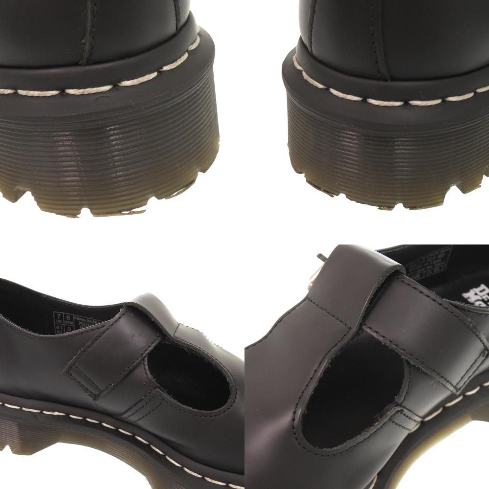 Used AUTHENTIC Dr.Martens POLLEY BEX White Stitch T-BarLeather Shoes Black Leather